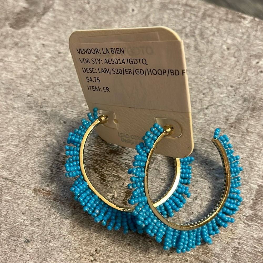 Gold Turquoise Beaded Earrings